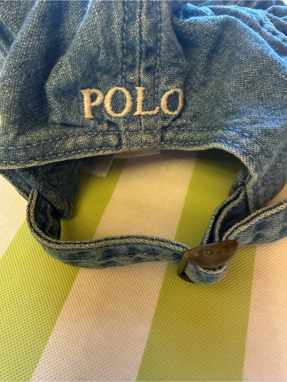 Polo Ralph Lauren denim baseball cap multicolor pony HTF EUC